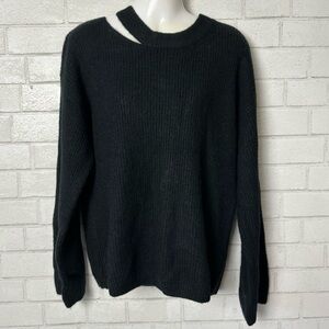 Rails Womens Alexi Cut Out Ribbed Shirt Pullover Sweater Black XS